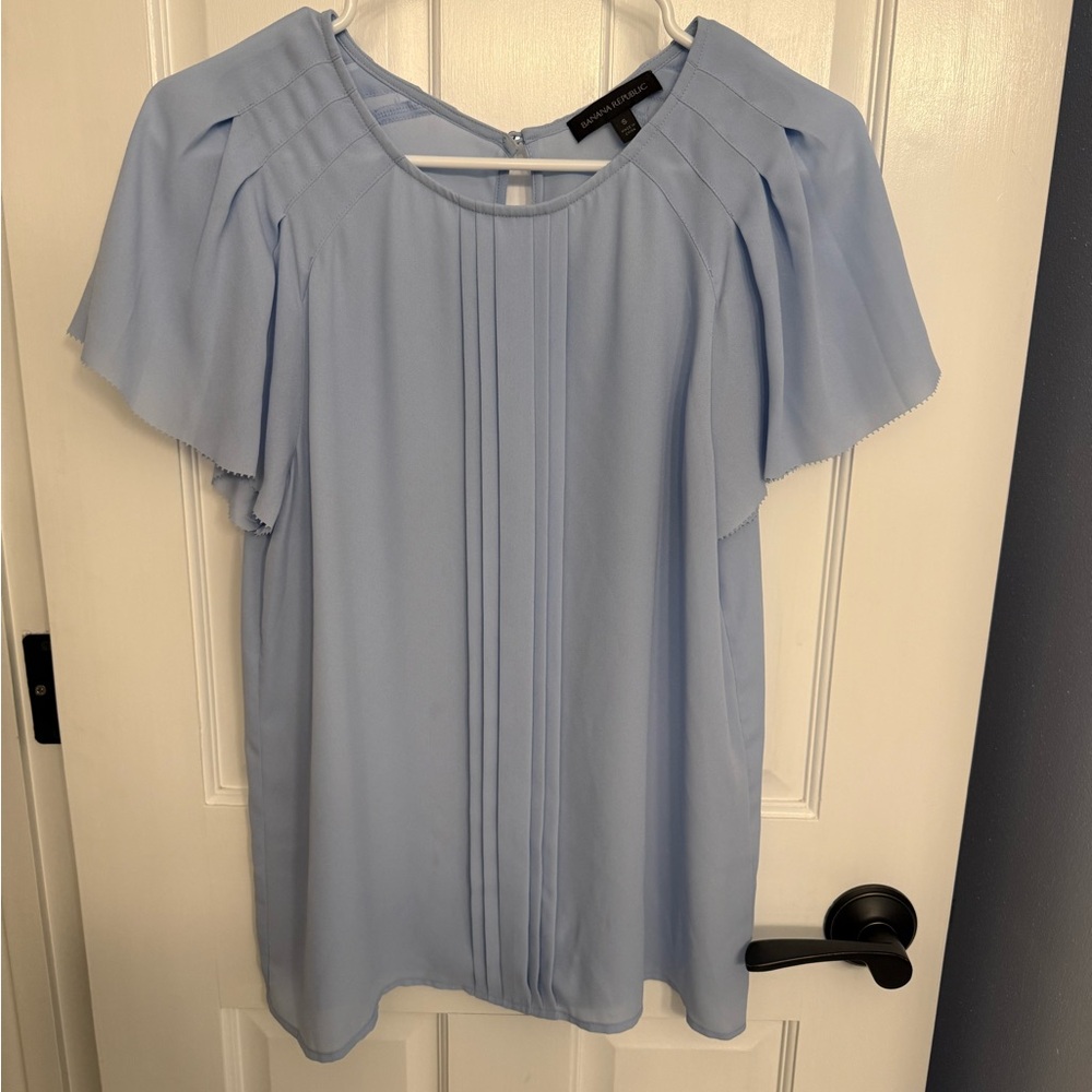 Banana Republic Light Blue Pleated Blouse
